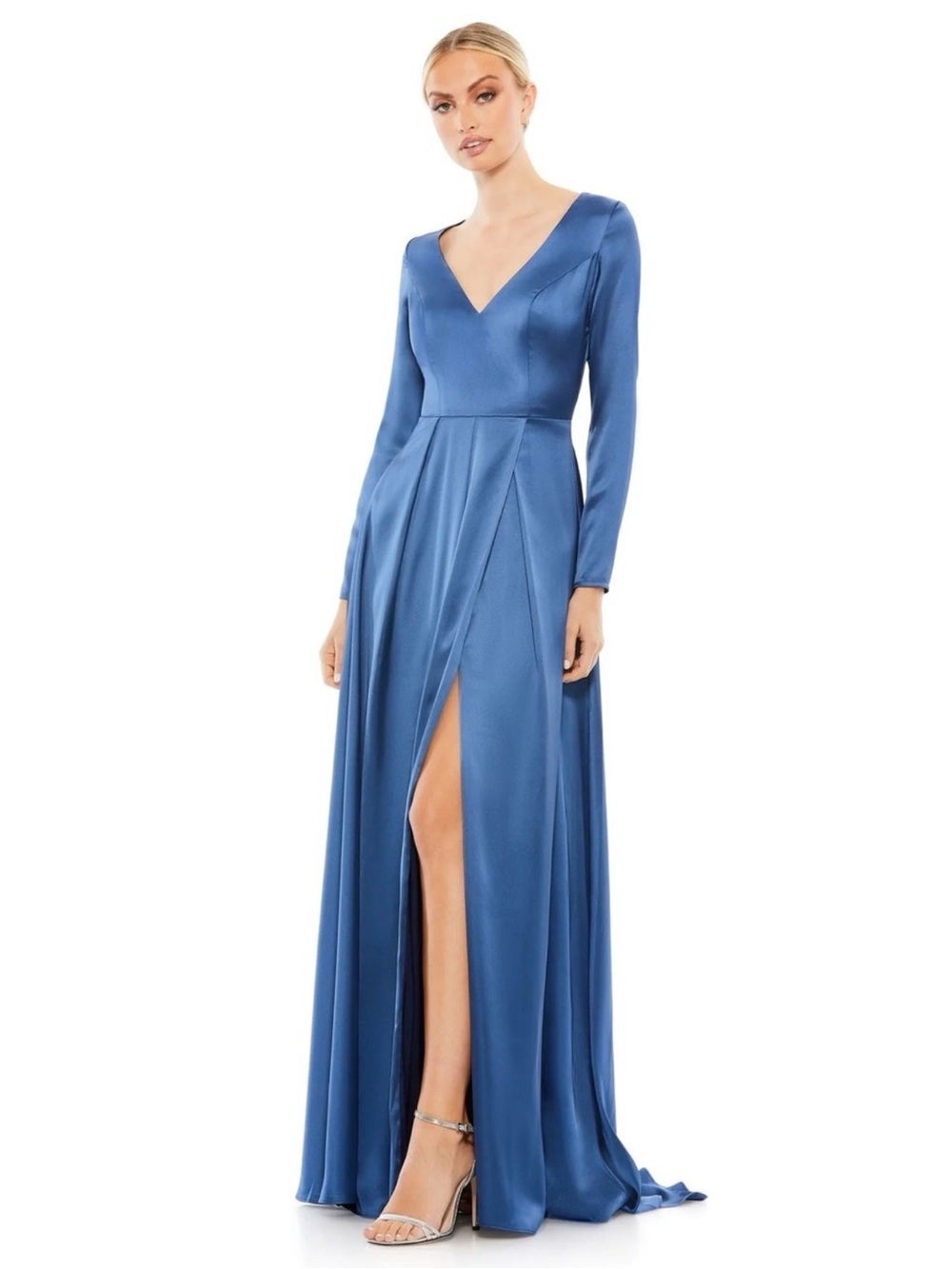 IEENA 1 FOR MAC DUGGAL 26613 Teal Dress Side Slit A Line Evening Gown